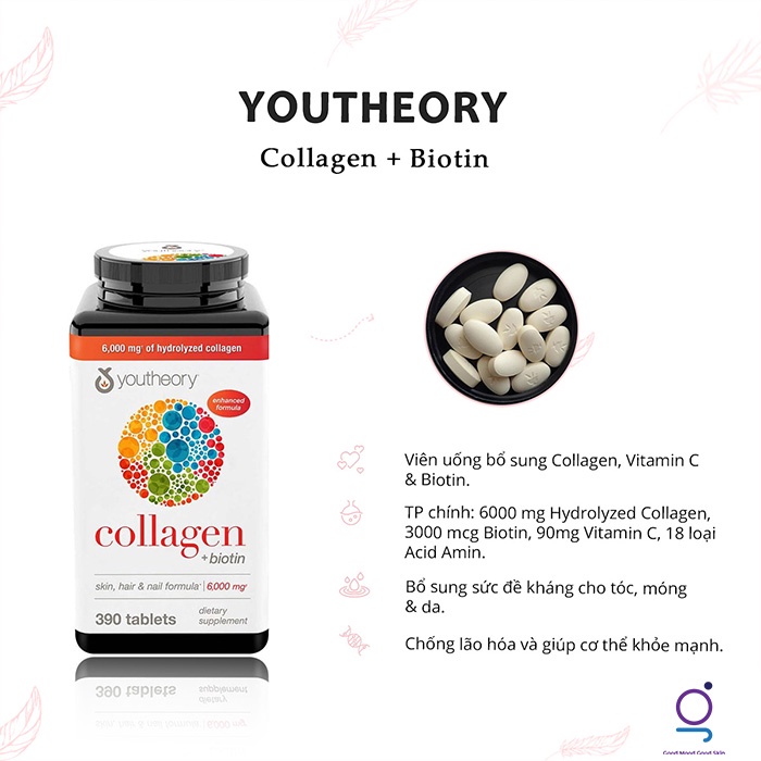 Viên uống COLLAGEN + BIOTIN YOUTHEORY 390 VIÊN