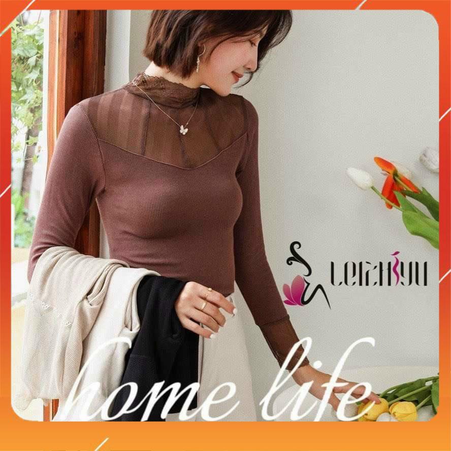 Áo giữ nhiệt cotton mix ren cao cấp giữ nhiệt siêu ấm cổ ren mềm mại kết hợp được nhiều kiểu trang phục 6251