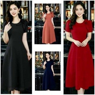Đầm xoè kèm bông hàng thiết kế sang trọng TẶNG KÈM HOA TAI THỜI TRANG