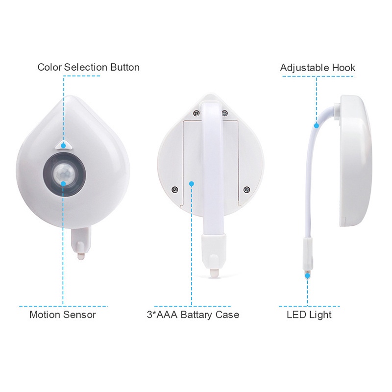 Mới Đèn LED Cảm Ứng Cơ Thể Người Gắn Toilet Không Cần Khoan