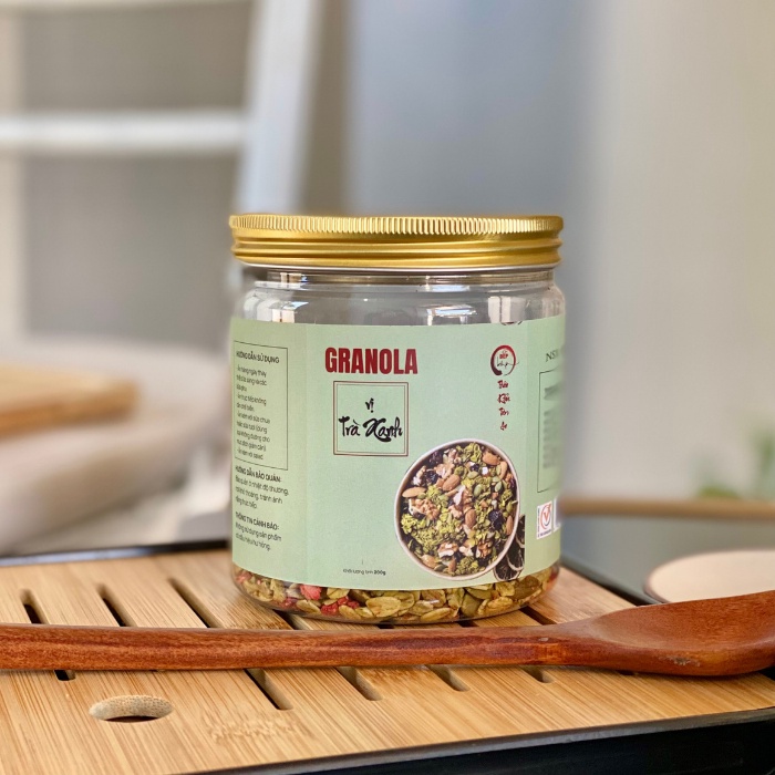 Granola Vị Trà Xanh, Granola Matcha Giảm Cân Lành Mạnh Thơm Giòn, Ít Yến Mạch Cho Người Ăn Kiêng - Vinatha 200gr