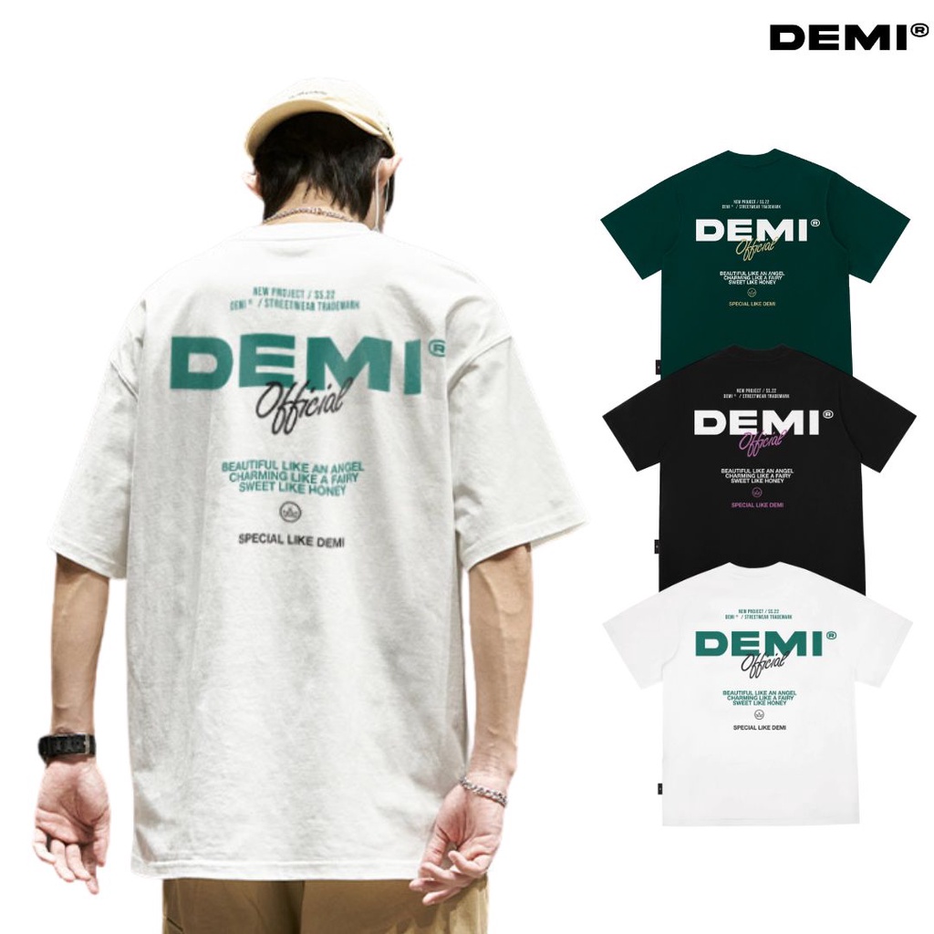 Áo thun local brand chính hãng giá rẻ, áo phông unisex form rộng vải cotton màu đen, trắng, rêu Demi Tee DE1-T1