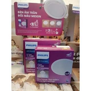 Đèn âm trần Philips đổi 3 màu 9w PHI 105 (trắng, vàng và trung tính)