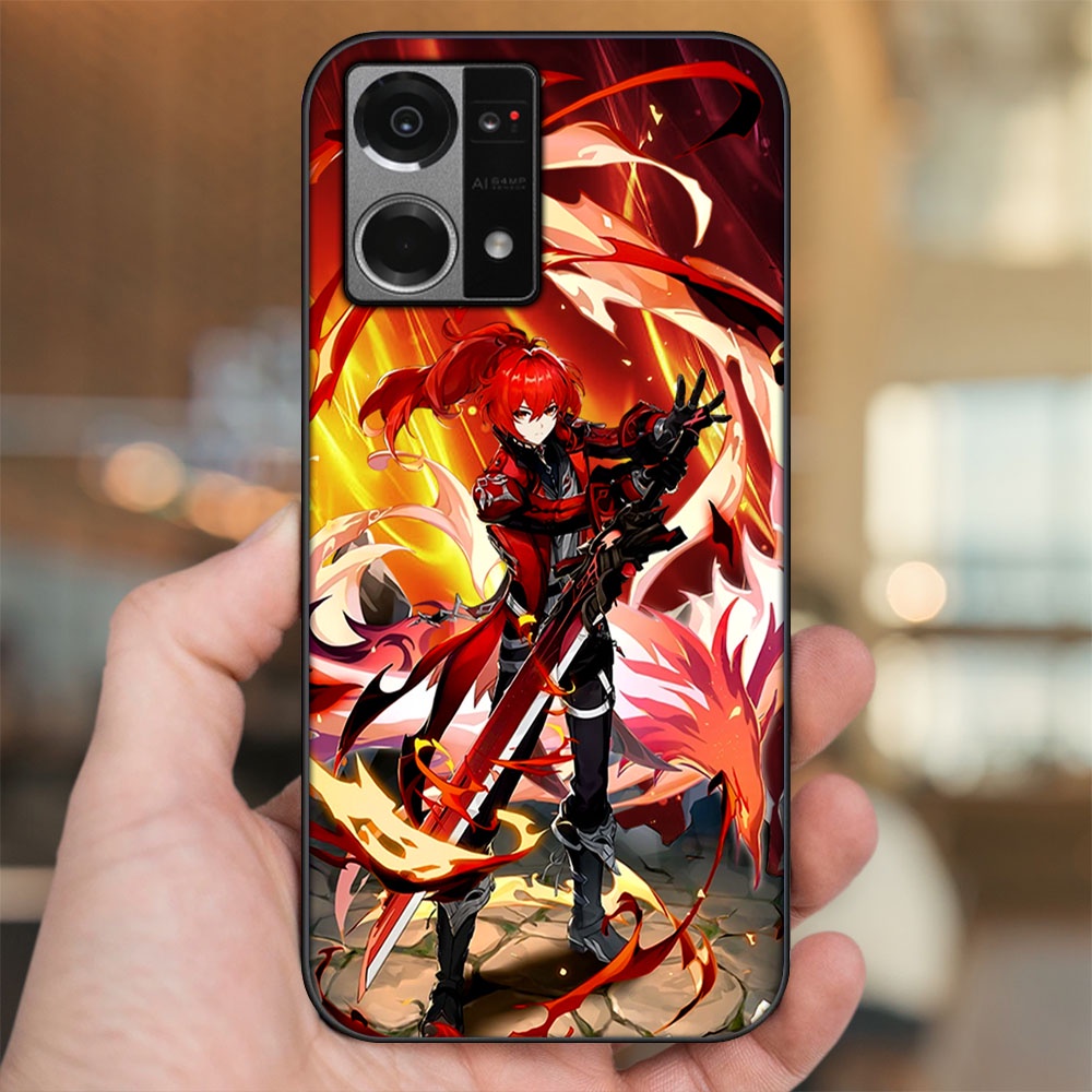 Ốp lưng Oppo Reno 7 4G viền đen in hình Diluc Genshin Impact