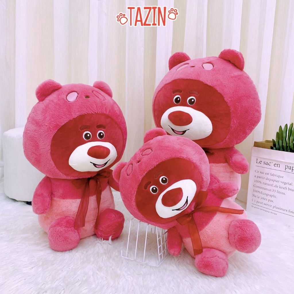 Gấu Bông Lotso Đỏ Mũ Nơ Cao Cấp, Gấu Bông Lotso Dâu Dễ Thương