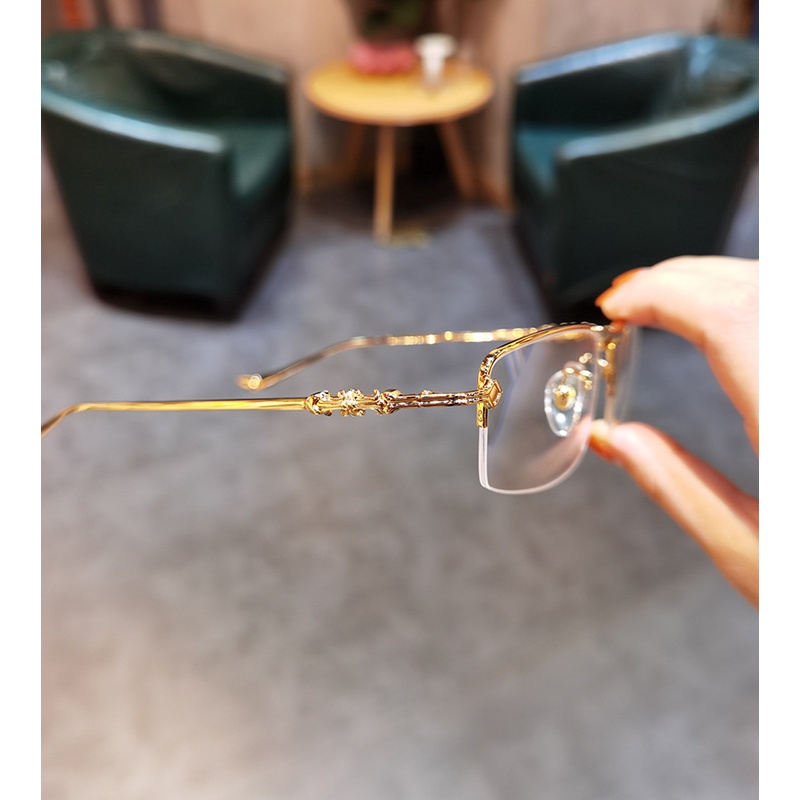 [-0°~-600°Mắt Kính Chống Ánh Sáng Xanh Nửa Gọng Thời Trang Công Sở Cho Nam Và Nữ