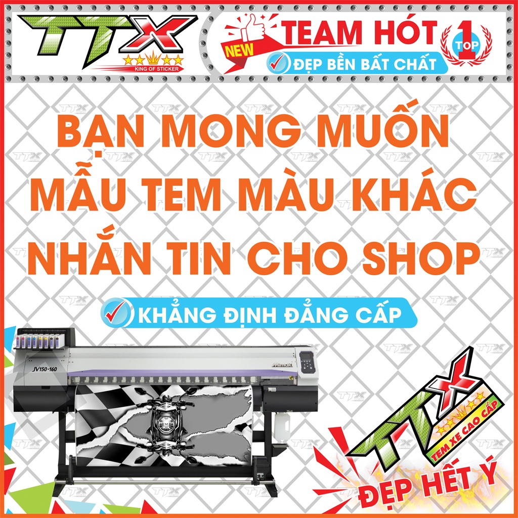 Tem Xe Sirius Trắng Xanh Ngọc - Tem Rời Sirius Lửa Xanh Ngọc Siêu Đẹp - Mẫu Tem Sirius Xanh Ngọc Trắng (s059-A16)