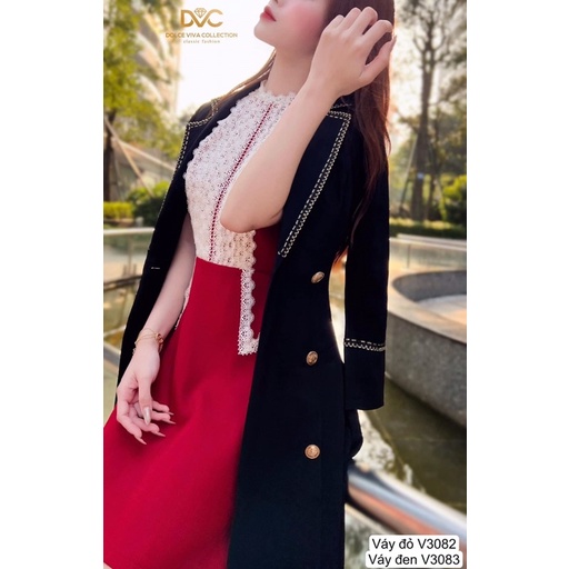 V3083 váy dáng vest màu đen