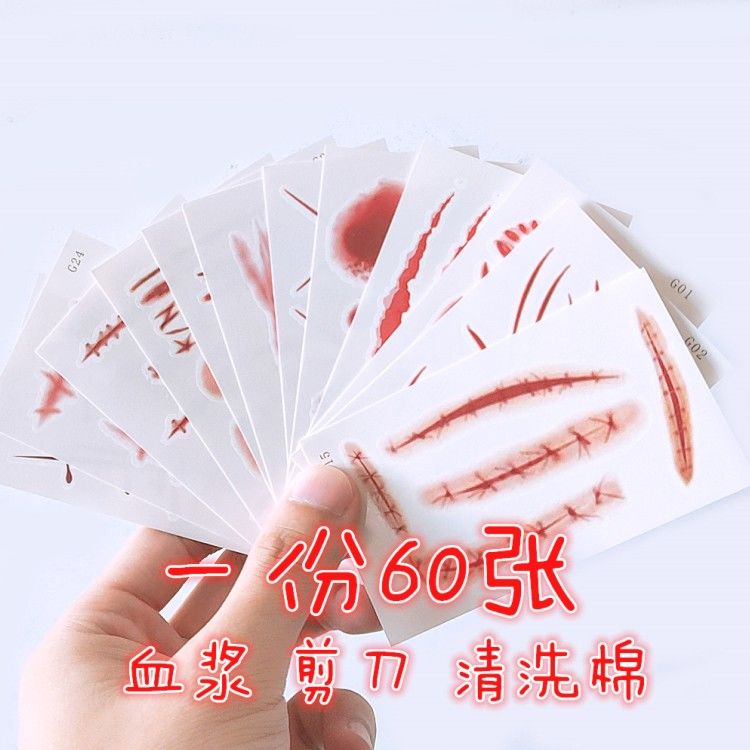 Hình Xăm Dán Giả Vết Thương Vết Sẹo Kinh Dị Trang Trí Halloween