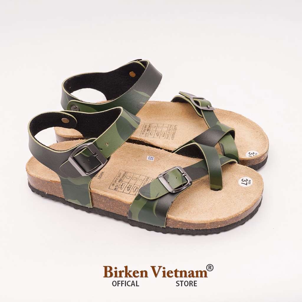 [Bản giới hạn] R14 -  Sandal Birken Đế Trấu BIOLINE Camo Rằn Ri Thiết Kế Unisex Nam nữ Quai Xỏ ngón Da PU cao cấp