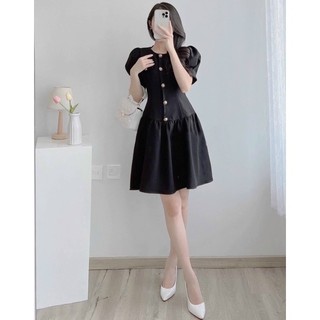 Đầm cổ tròn đuôi cá 2 màu (kèm hình thật)