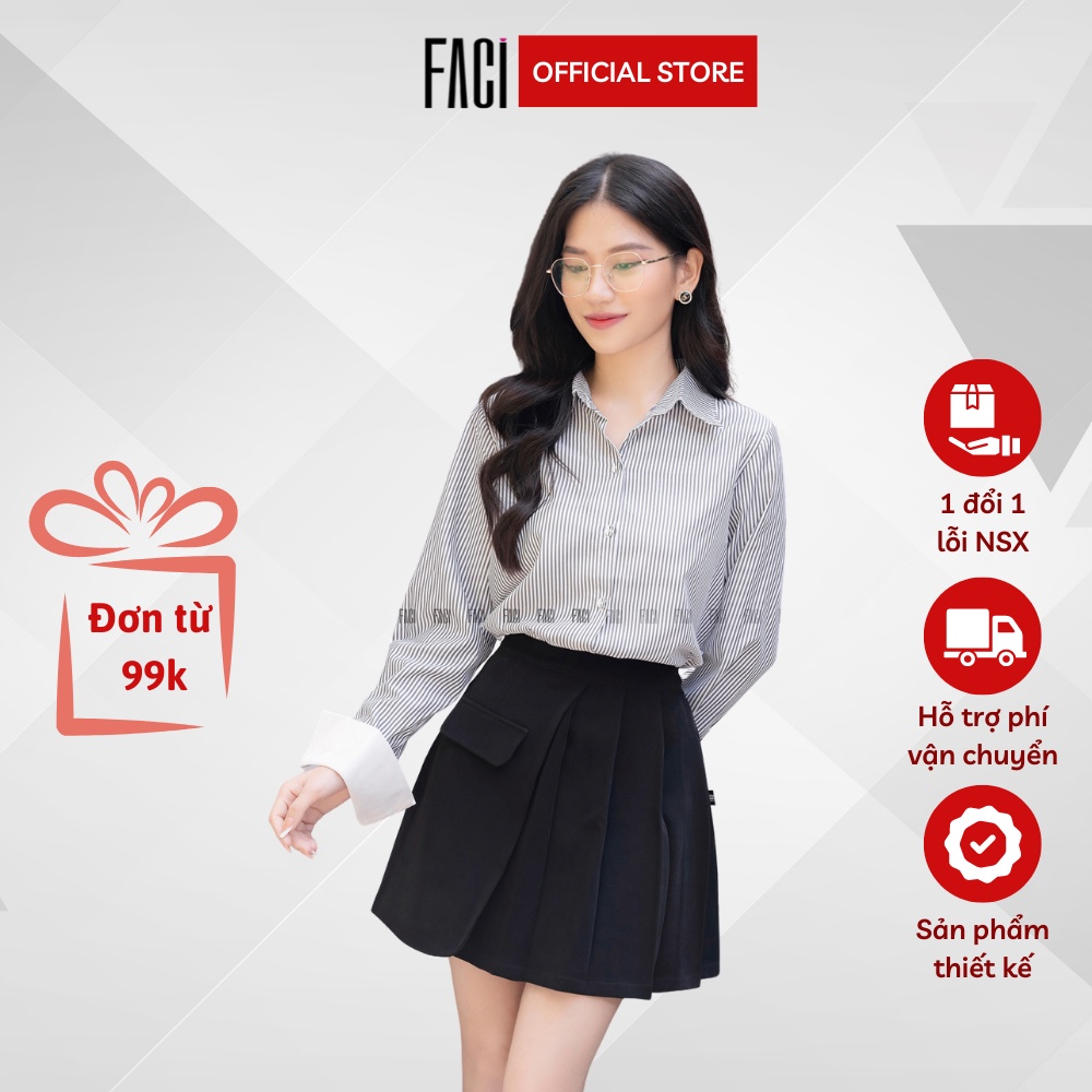 Chân Váy Xếp Ly Ngắn Bella Skirt Màu Đen Nâu Có Quần Lót Trong, Chân Váy Chữ A Cạp Cao Kaki FA222/FA2233