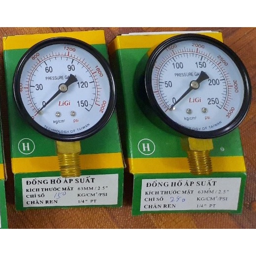 Đồng hồ dầu đo áp suất áp lực thủy lực khí nén Không dầu mặt 63 KK Gauge,LiGi