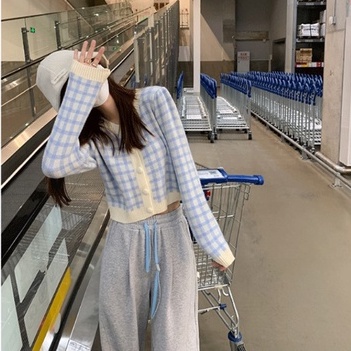 ZHELIHANGFEI Áo len dệt kim cổ tròn phong cách Hàn Quốc trẻ trung cho nữ