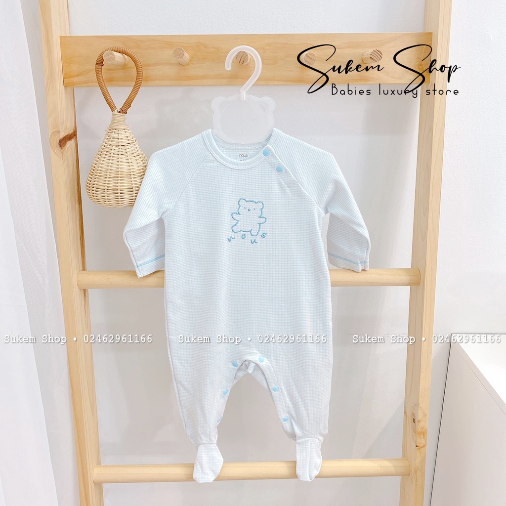 Bộ Body Có Tất Nous Thêu Hình 3 Con Thú Chất Cotton Mềm Mịn Ấm Áp