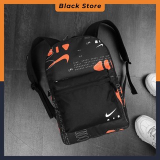 Balo Ni Heritage School đi học, họa tiết hoa văn cam tinh tế, có ngăn laptop 15 inch