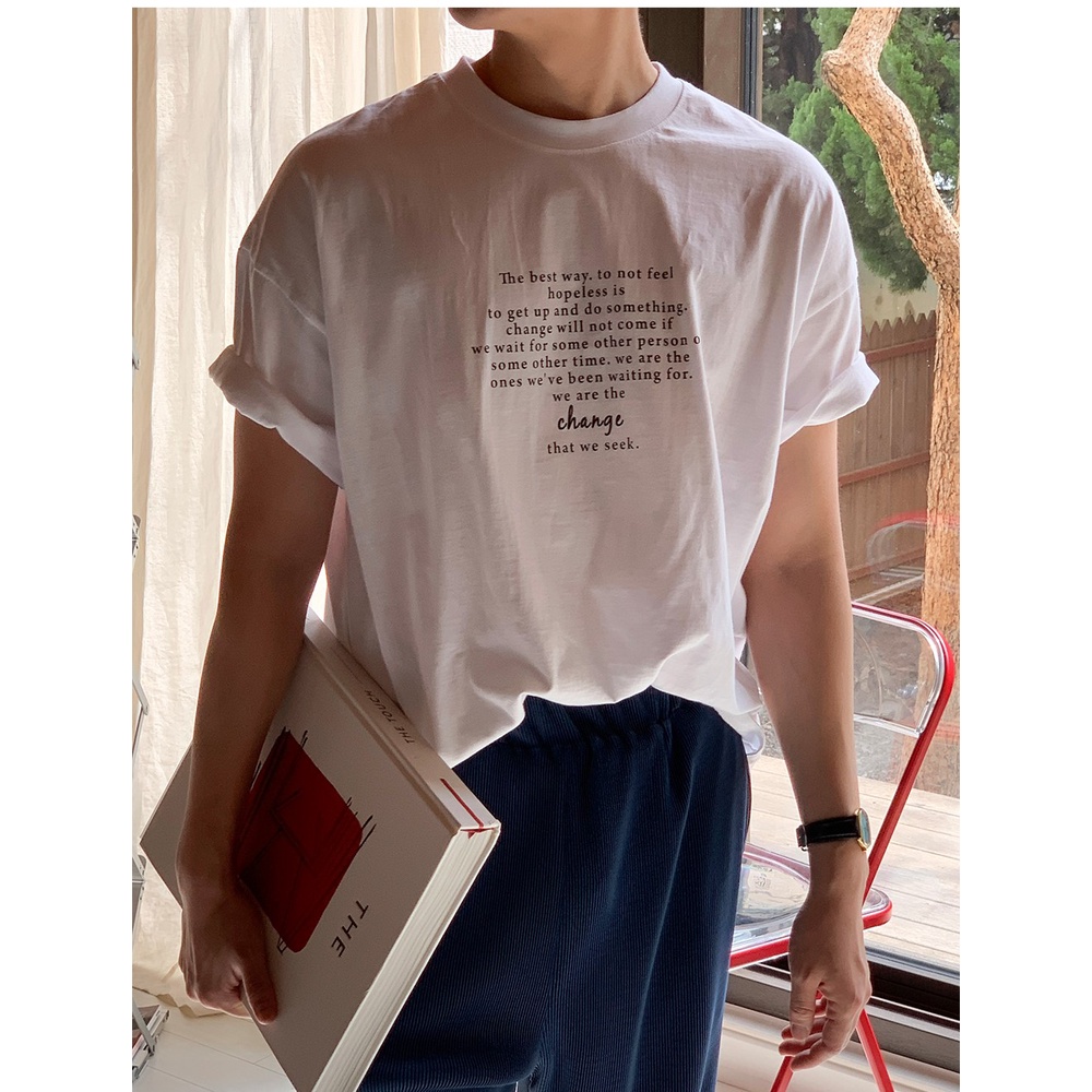 Áo thun nam BÀI THƠ ngắn tay vải cotton cổ bo tròn thương hiệu RYAN form rộng phong cách Hàn Quốc