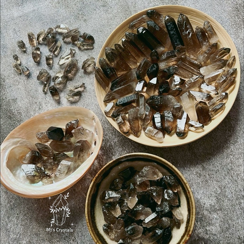 Đá thô Smoky Quartz crystal - màu xám khói sưu tầm, làm handmade, reiki, thanh tẩy, thiền định