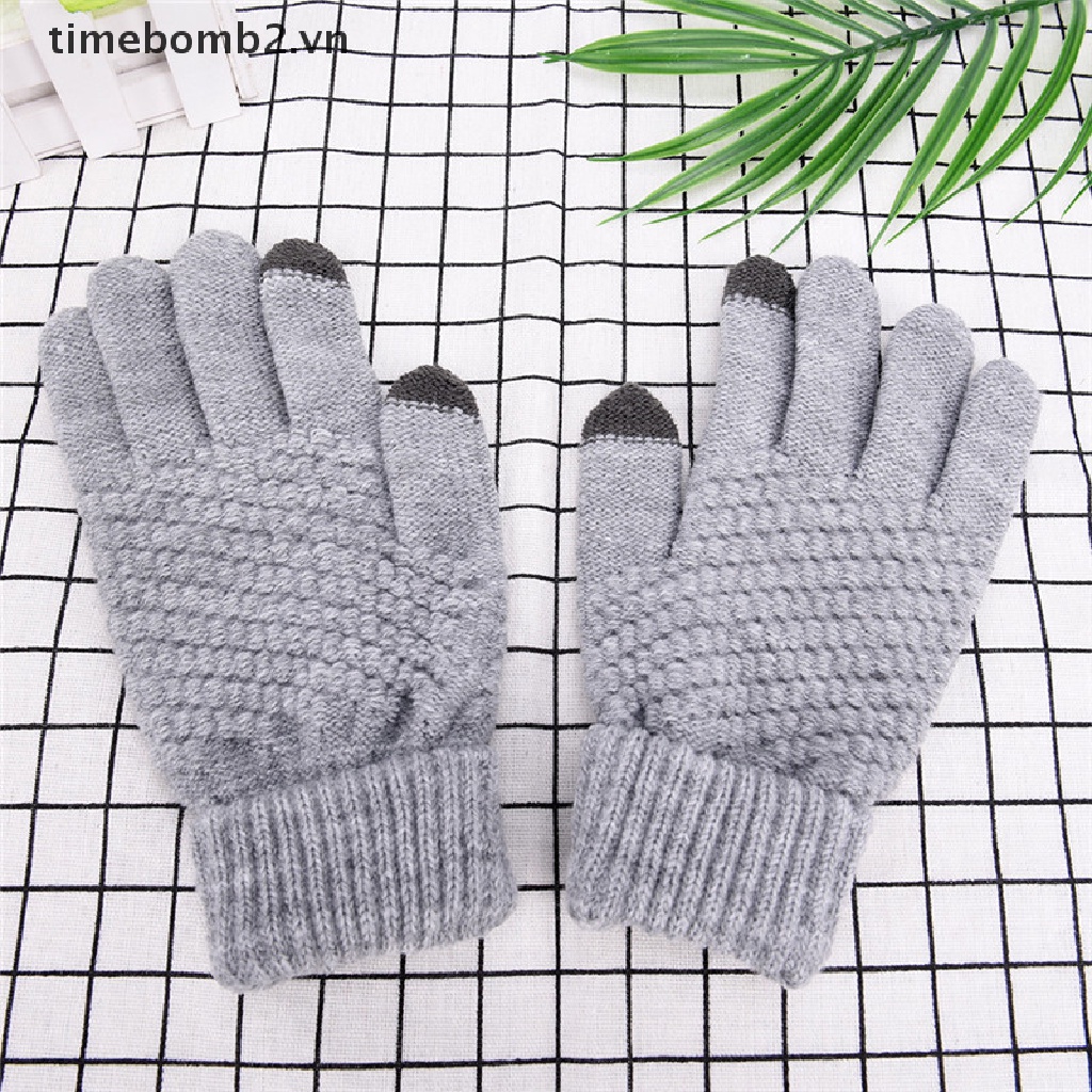 Găng Tay Len Giữ Ấm Mùa Đông Có Thể Dùng Màn Hình Cảm Ứng Thời Trang Cho Nam Nữ