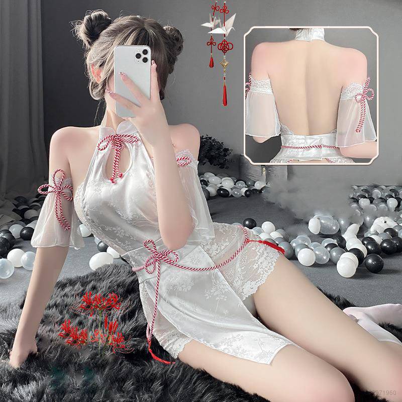 Đồ ngủ Sườn Xám Phối Ren Gợi Cảm Phong Cách Trung Hoa Cho Nữ YB5