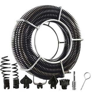 Bộ dây thông tắc cống lò xo 16mm kèm phụ kiện 3m, 6m, 9m, 12m, 15m, 18m dây thông cống dùng cho máy khoan