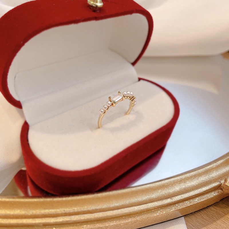 Nhẫn kiểu nữ đính đá hạt trai đẹp Ring House