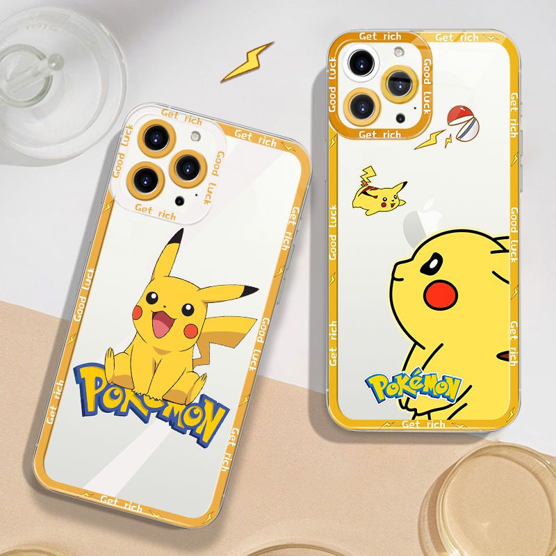Ốp Điện Thoại TPU Trong Suốt In Hình Pikachu Cho iPhone 14 Pro Max 13 12 Mini 11 XS XR X 8 7 Plus 6S 6 SE