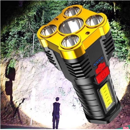 Đèn Pin Siêu Sáng Cầm Tay 5Bóng Chắc Chắn 4 Chế Độ Sáng 5 bóng lead Tiện Dụng