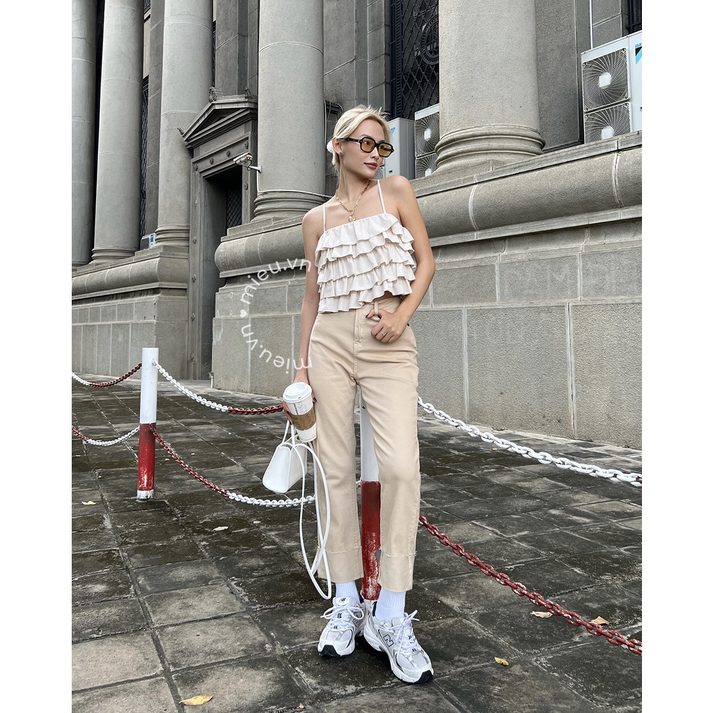 Áo croptop nữ 2 dây bèo tầng điệu đà by MIEU - JAU13