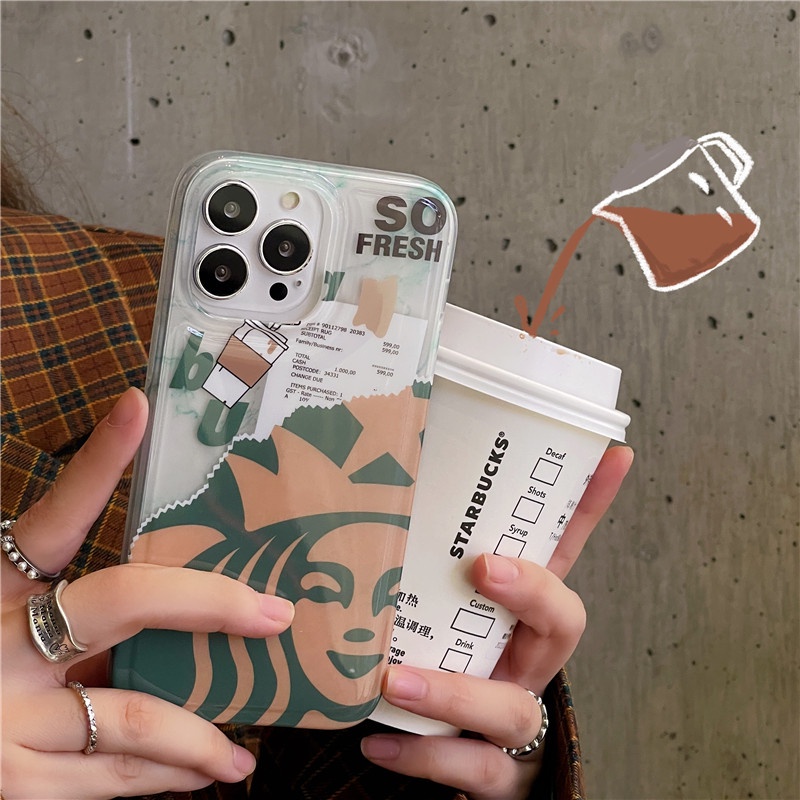 Hoạt Hình Ốp Điện Thoại Mềm Trong Suốt Hình starbucks Cho iphone15 15pro 15promax 14promax 14 14pro 13 13pro 13pm 12 12p 11