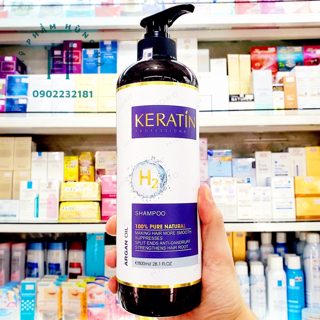 Dầu gội Keratin H2 Care And Argan Oil Shampoo, siêu mượt tóc, phục hồi hư tổn, không phai màu tóc 80