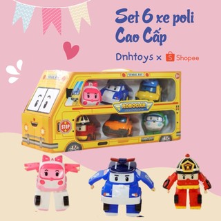  Bộ đồ chơi 6 xe oto Robocar poli biến hình Bộ 6 xe bằng nhựa có hộp đựng cho bé - DNHTOYS 
