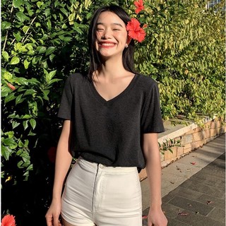 Áo thun cổ tim nữ , cổ V chất thun xược cotton thời trang