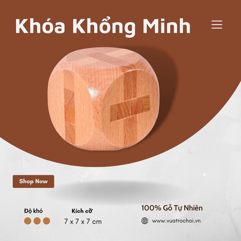 Đồ Chơi Gỗ Thông Minh Cho Trẻ Em - Khóa Gỗ Khổng Minh Dice lock - A105
