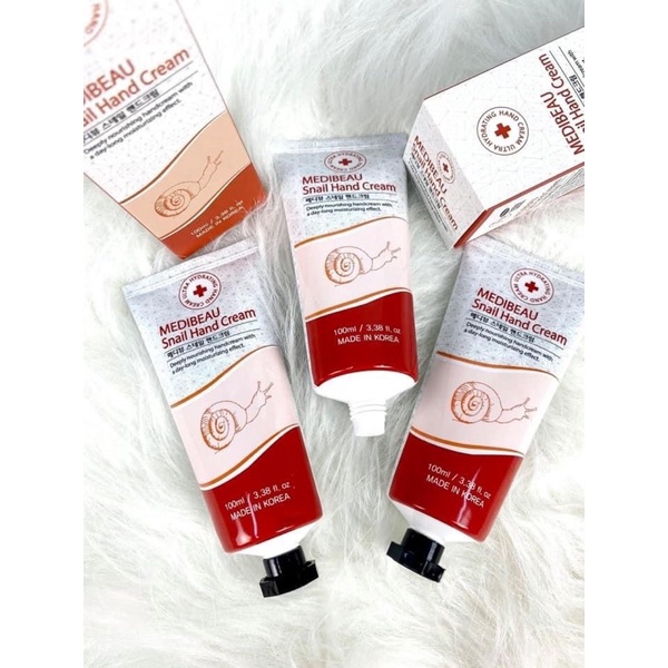 Kem Dưỡng Da Tay Ốc Sên Medibeau Snail Hand Cream Hàn Quốc, Tuýp 100ml, Giúp Da Ẩm Mịn, Ngừa Nứt Nẻ