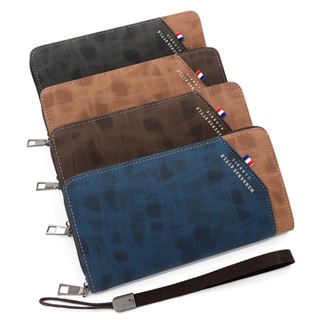 Ví dài nam cầm tay gập dáng dài bóp nam dài đẹp nhiều ngăn có khoá kéo đựng tiền đựng thẻ full hộp