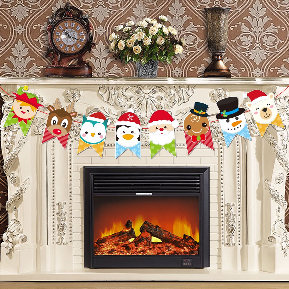 Cờ Trang Trí Giáng Sinh Hình Ông Già Noel Và Tuần Lộc Sáng Tạo Mẫu Mới 2023