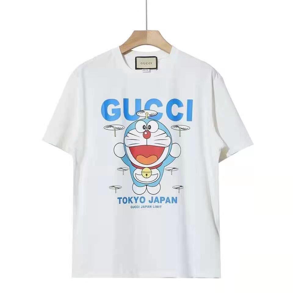 GUCCI Áo Thun Cotton Tay Ngắn Cổ Tròn In Hình Doraemon Phong Cách Hàn Quốc Thời Trang Xuân Hè 2021