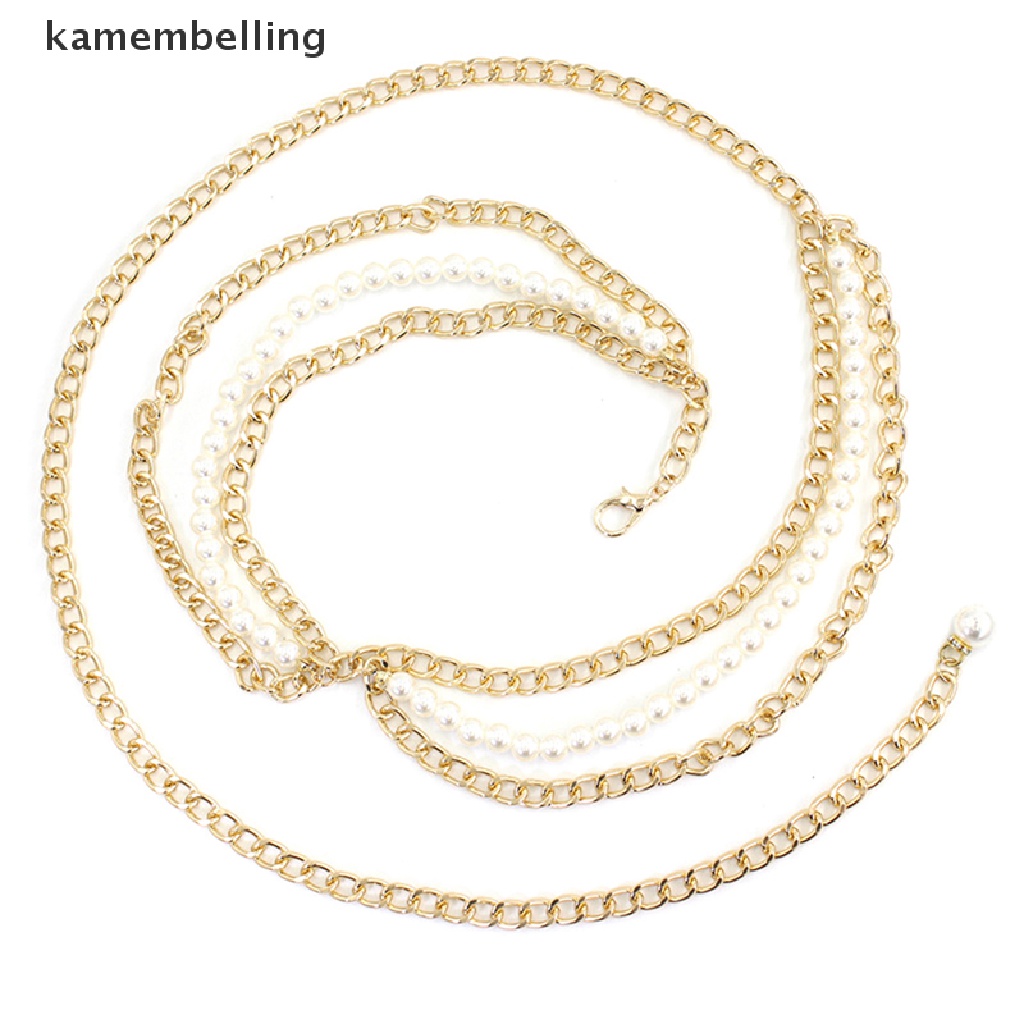 Thắt Lưng Dạng Chuỗi Ngọc Trai Bằng Kim Loại Nhiều Lớp Có Thể Điều Chỉnh Cho Nữ