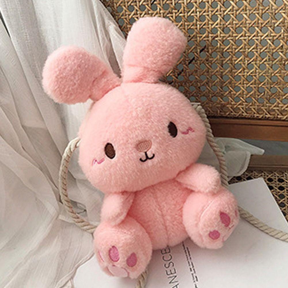 Túi Đeo Vai Hình Thỏ Nhồi Bông Nhiều Màu Sắc Có Khóa Kéo Thời Trang Sáng Tạo