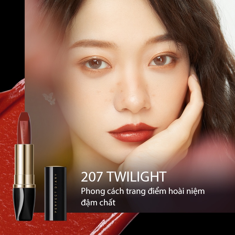 Son Lì PERFECT DIARY Ánh Satin Son Môi Mềm Mịn Màu 207 Twilight 3 gam