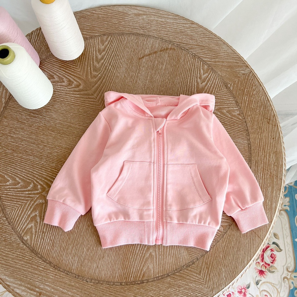 Áo khoác thu đông cho bé gái TAI Lợn chất nỉ da cá có mũ dễ thương 7 - 20kg