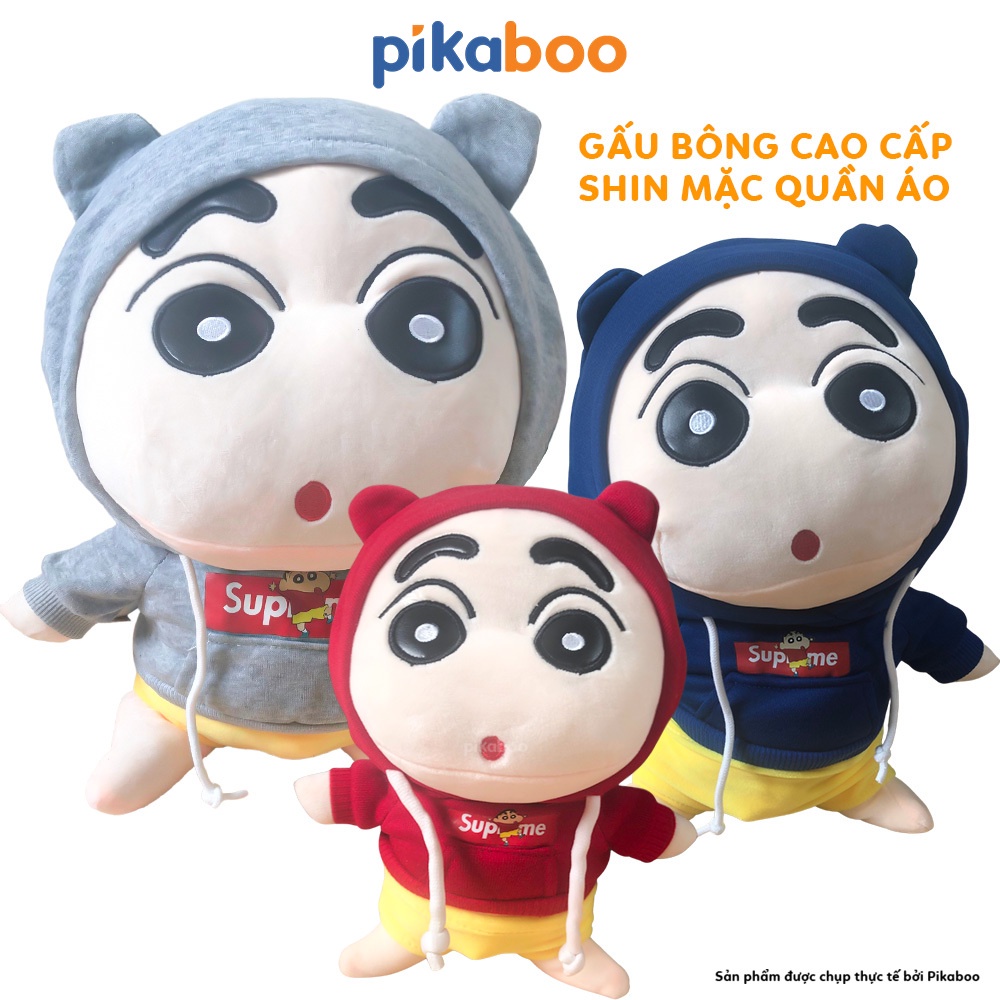 Gấu bông Shin cậu bé bút chì mặc quần áo size 23 33 40 50cm cao cấp Pikaboo mềm mịn siêu đáng yêu
