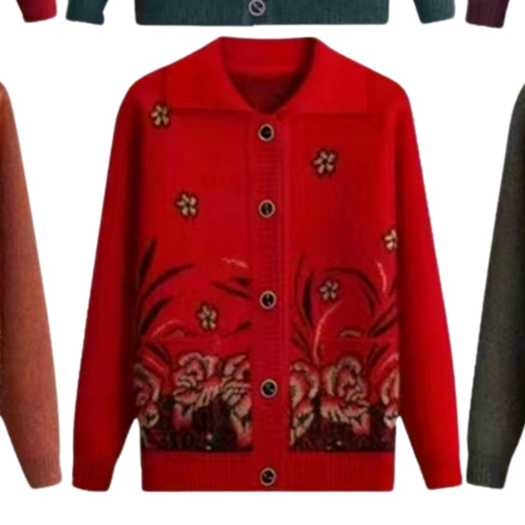 Áo len cho người già_ áo khoác len xù nữ trung niên tặng bà tặng mẹ