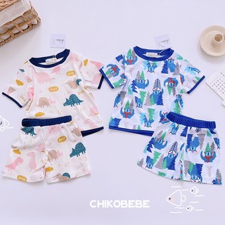 Đồ bộ bé trai xuất Nhật Chikobebe tay ngắn phối viền