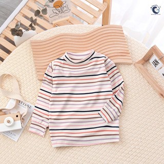 Áo giữ nhiệt 100% cotton tay dài kẻ ngang random kids cho bé trai và bé gái