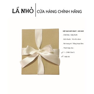 Hộp quà nhỏ Handmade  giấy kraft cứng - Có nơ - Nắp rời -Tặng kèm thông khô trang trí - Nến thơm Lá Nhỏ