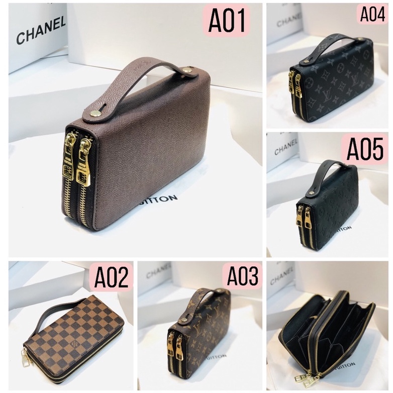 Ví Cầm Tay LV hai khóa bản to cao cấp có hộp tặng kèm size 20cmx 10cm
