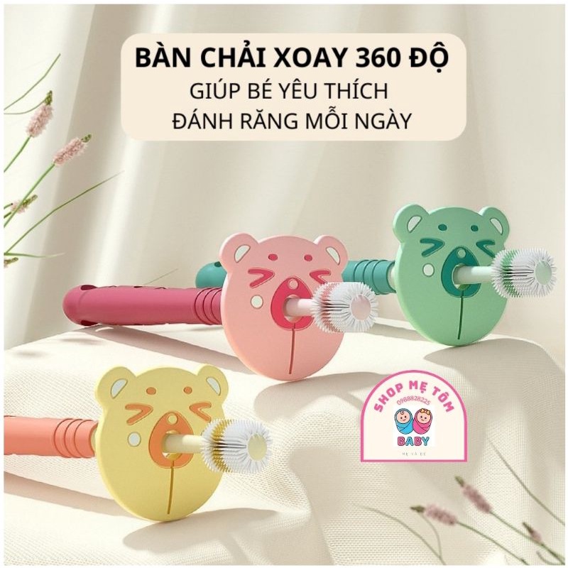 Bàn chải đánh răng siêu mềm xoay 360 độ cho bé