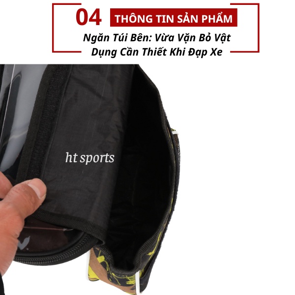 Túi treo sườn xe đạp, túi xe đạp thể thao cao cấp HT Sports có ngăn đựng điện thoại cảm ứng tặng kèm trùm bọc đi mưa